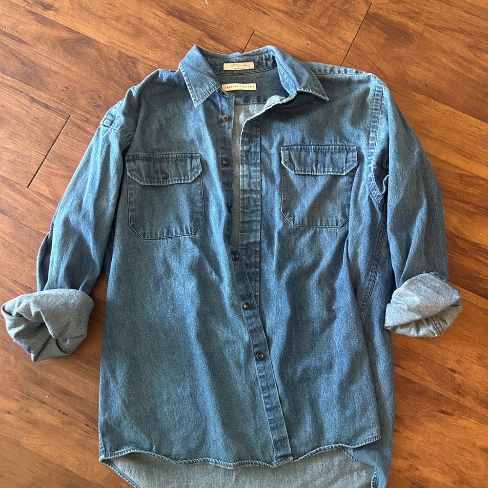 Geoffrey Beene Blue Casual Button Down Shirt